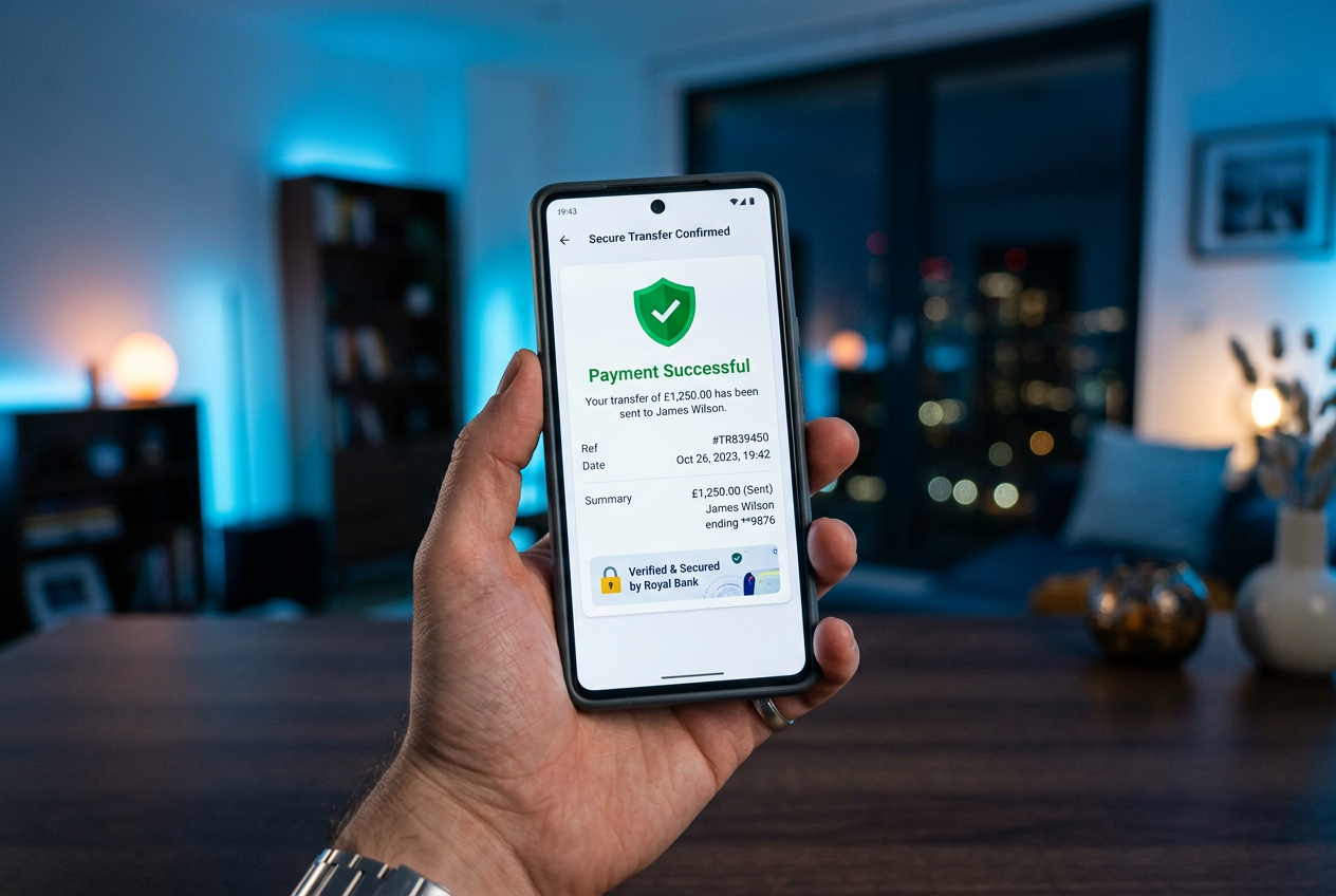 Secure banking transaction on a mobile phone for online gaming